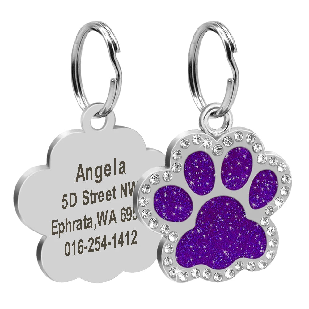 Personalized Pet ID Tag — Bling Rhinestone Name Tag for Dogs & Cats (Free Engraving)
