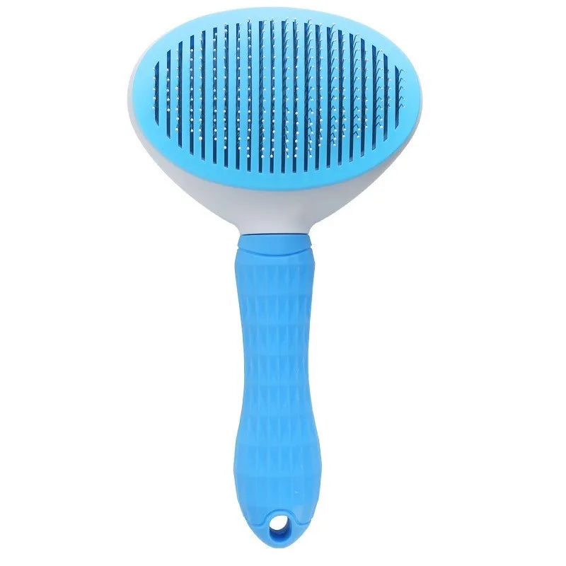 Pet Hair Remover & Self‑Cleaning Brush — Stainless Steel Grooming Tool for Dogs and Cats