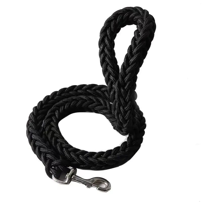 Heavy‑Duty Nylon Braided Dog Leash — Thick Rope Lead for Large Dogs & Strong Pullers