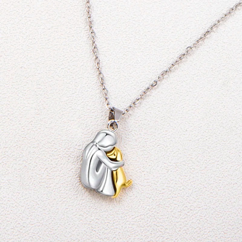 Two‑Tone Girl & Dog Hug Necklace — A Heartfelt Gift for Pet Lovers