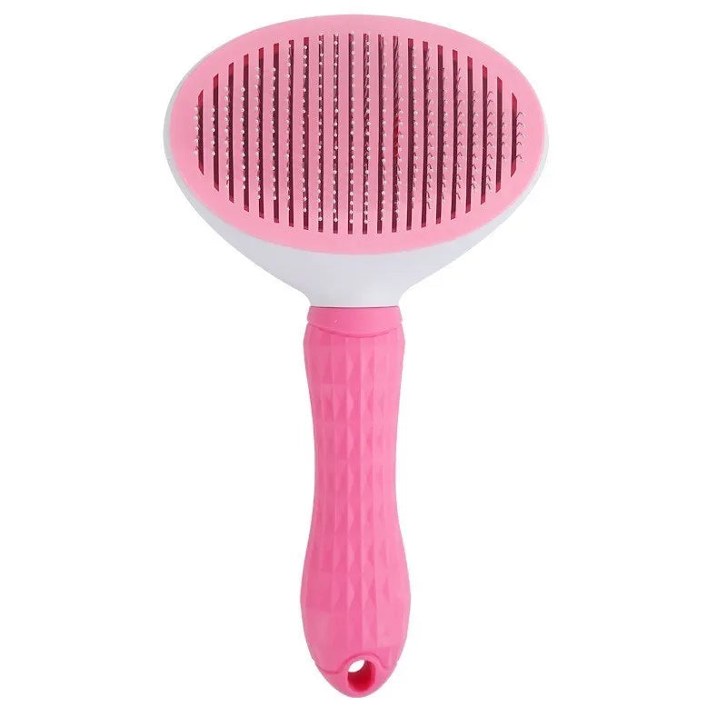 Pet Hair Remover & Self‑Cleaning Brush — Stainless Steel Grooming Tool for Dogs and Cats