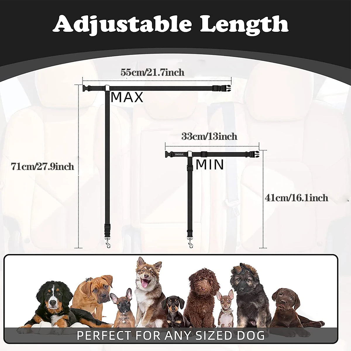 Adjustable Reflective Pet Car Seat Belt – Travel Safety Leash for Dogs & Cats