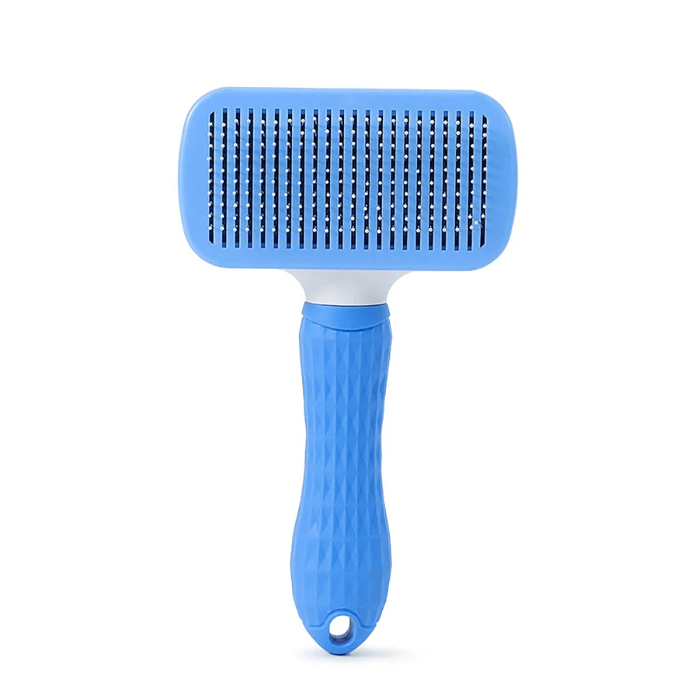Pet Hair Remover & Self‑Cleaning Brush — Stainless Steel Grooming Tool for Dogs and Cats