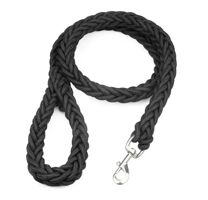 Heavy‑Duty Nylon Braided Dog Leash — Thick Rope Lead for Large Dogs & Strong Pullers