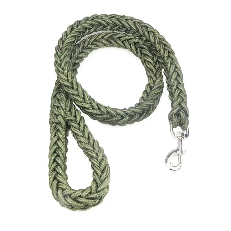Heavy‑Duty Nylon Braided Dog Leash — Thick Rope Lead for Large Dogs & Strong Pullers