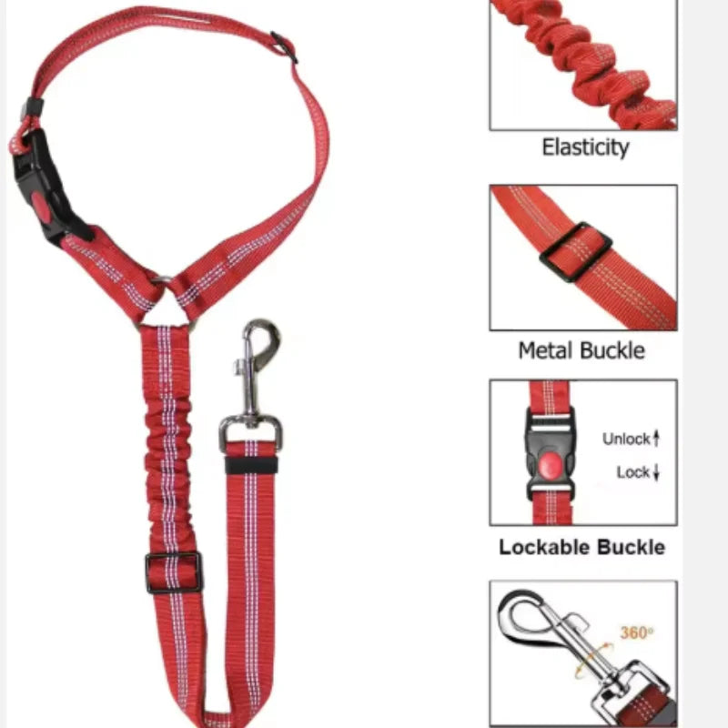 Adjustable Reflective Pet Car Seat Belt – Travel Safety Leash for Dogs & Cats