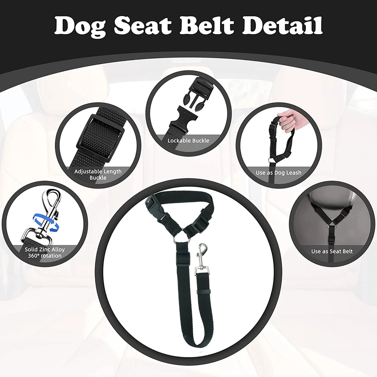 Adjustable Reflective Pet Car Seat Belt – Travel Safety Leash for Dogs & Cats