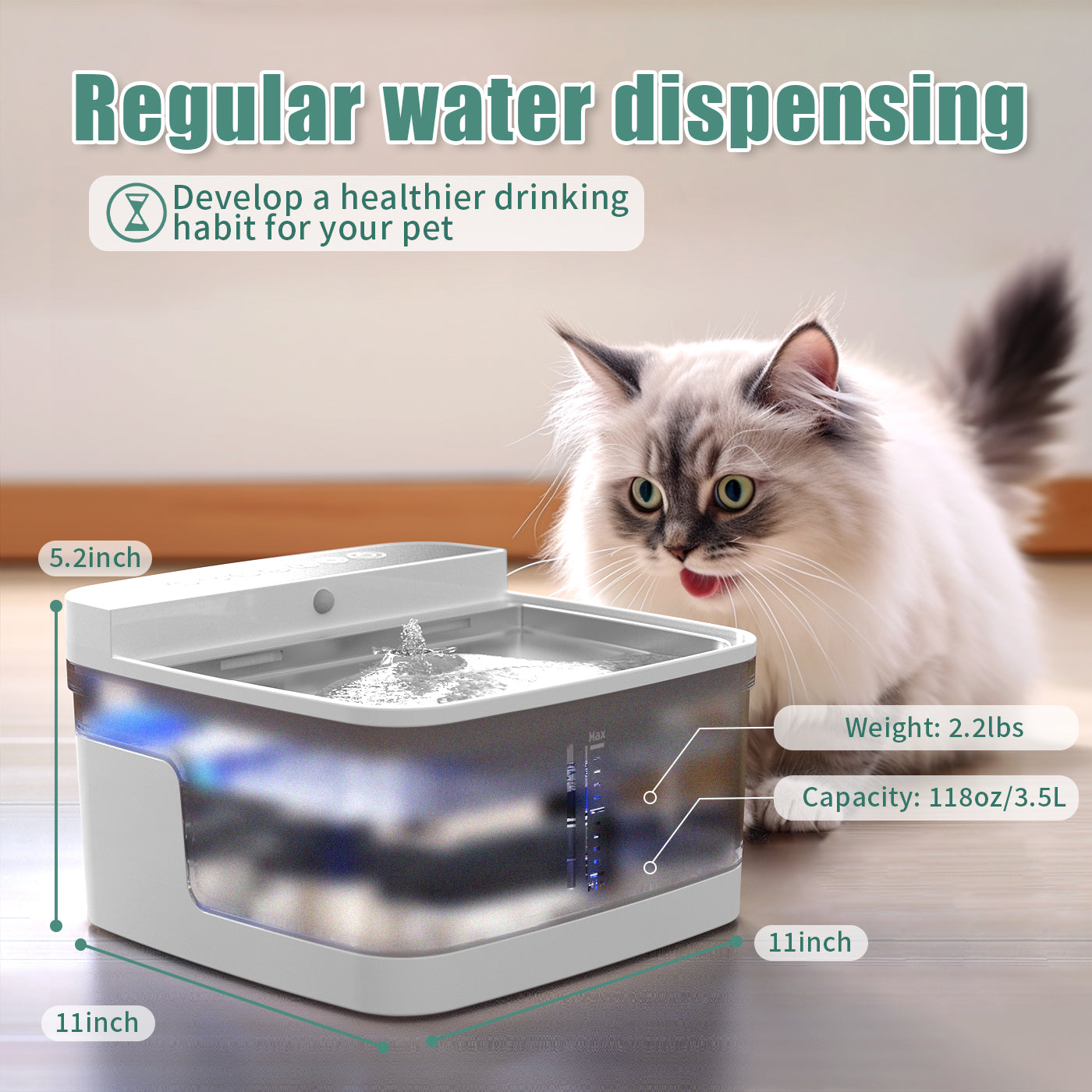 Smart Automatic Pet Water Fountain (Wireless Sensor + UV Light, 3.5L)