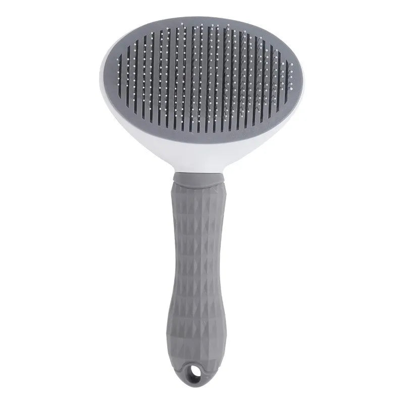 Pet Hair Remover & Self‑Cleaning Brush — Stainless Steel Grooming Tool for Dogs and Cats