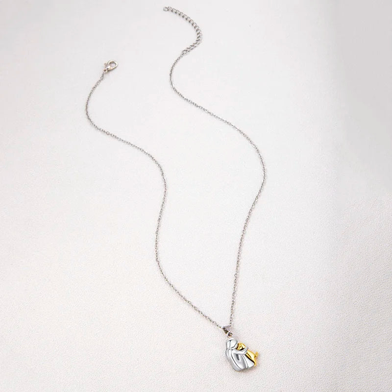 Two‑Tone Girl & Dog Hug Necklace — A Heartfelt Gift for Pet Lovers