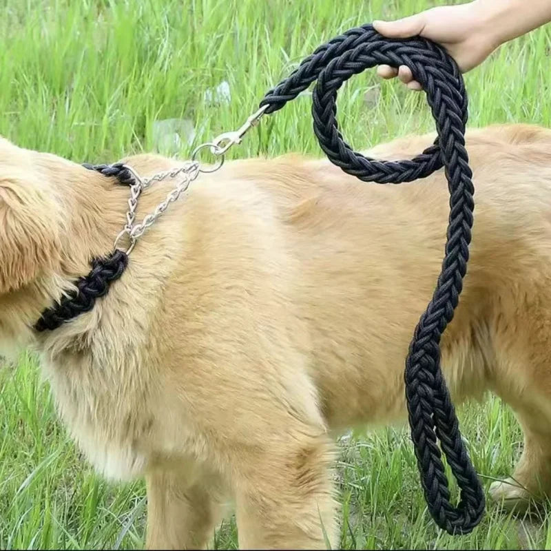 Heavy‑Duty Nylon Braided Dog Leash — Thick Rope Lead for Large Dogs & Strong Pullers